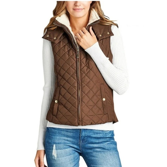 Love Tree Brown Hooded Quilted Puffer Vest Size Small - Picture 2 of 8